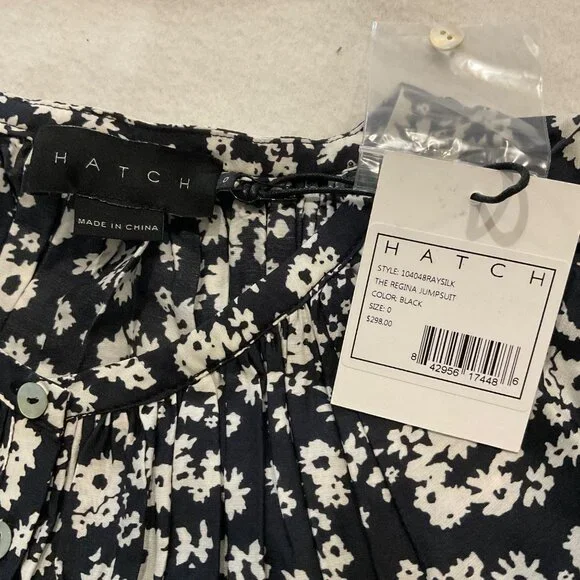 NWT HATCH The Regina Jumpsuit black white floral SZ0 bust42